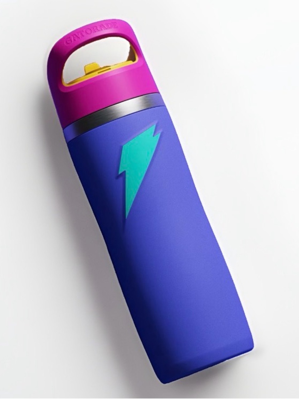 GATORADE Overtime 22oz Stainless Steel Water Bottle Straw Purple Pink Yellow NEW
